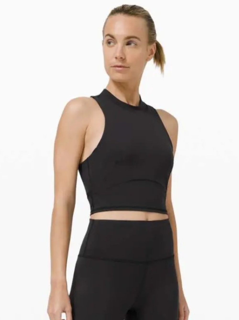 lululemon athletica Black Cropped High-Neck Tank